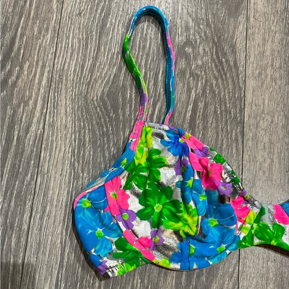 Vintgae studio la Blanca neon foil bikini top. - Picture 3 of 8